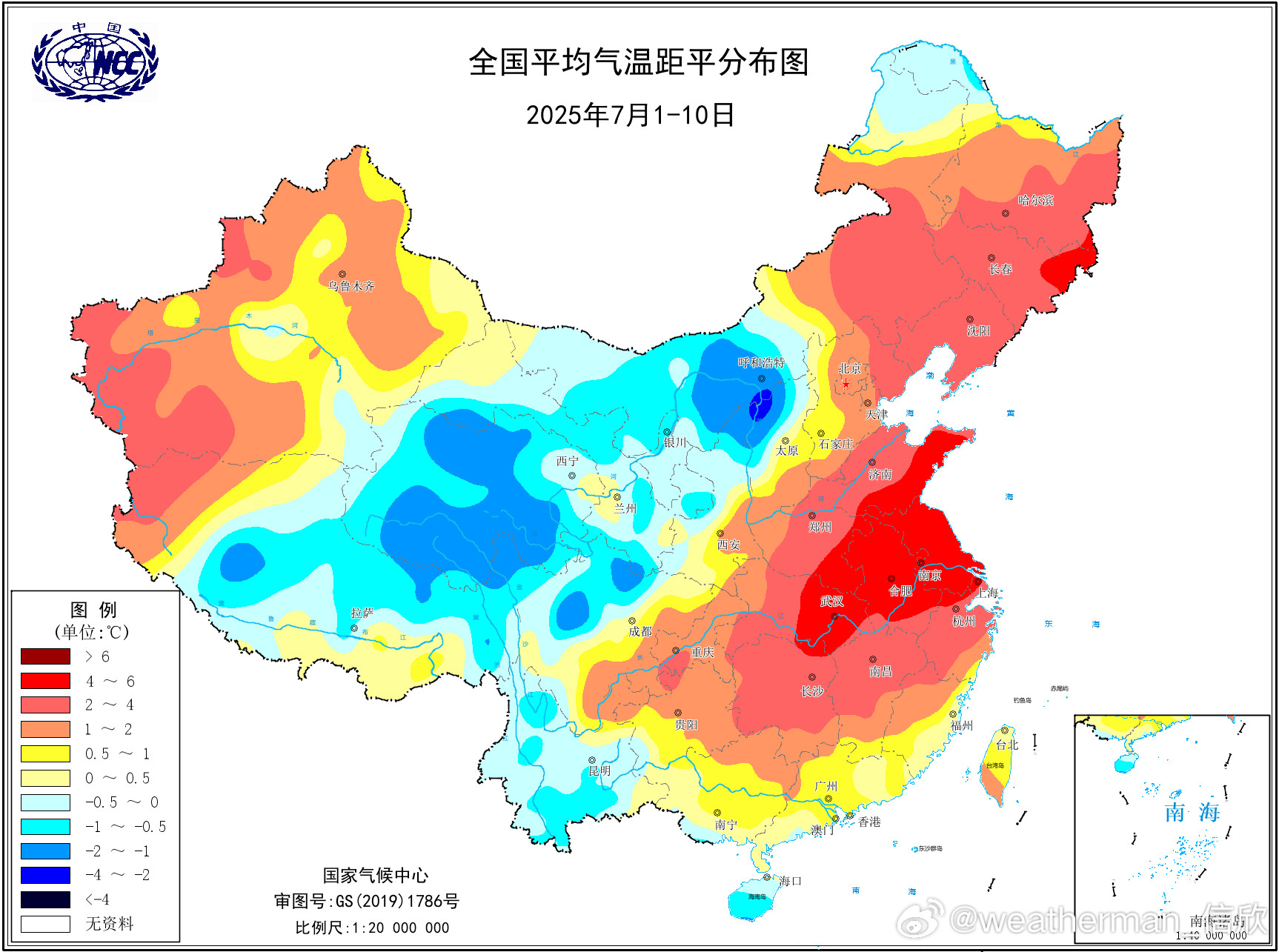 【炎热的7月上旬山东热度破纪录】今年7月上旬，副热带高压偏北偏强，江南到东北多