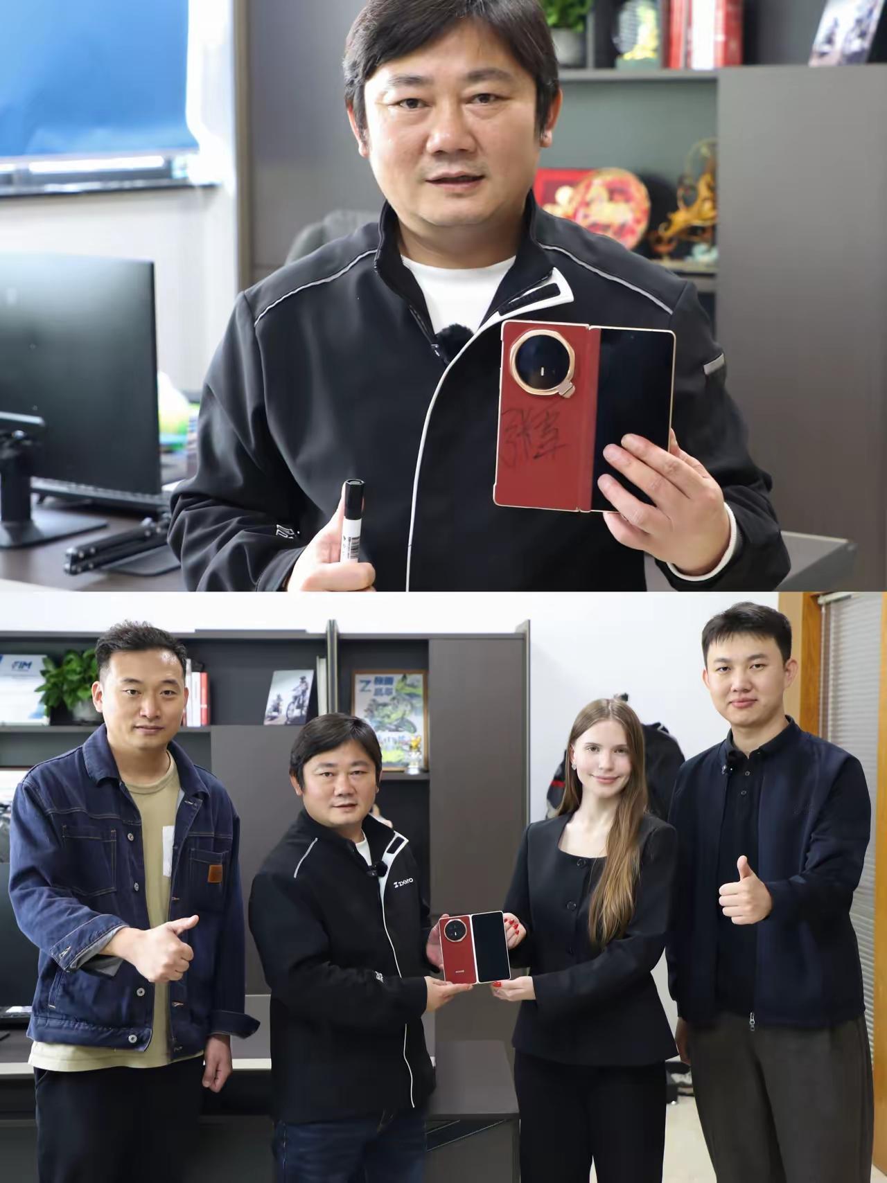 还记得张雪那台屏幕碎得像蜘蛛网、贴满胶布的旧手机吗？现在他终于“换机”了——荣耀