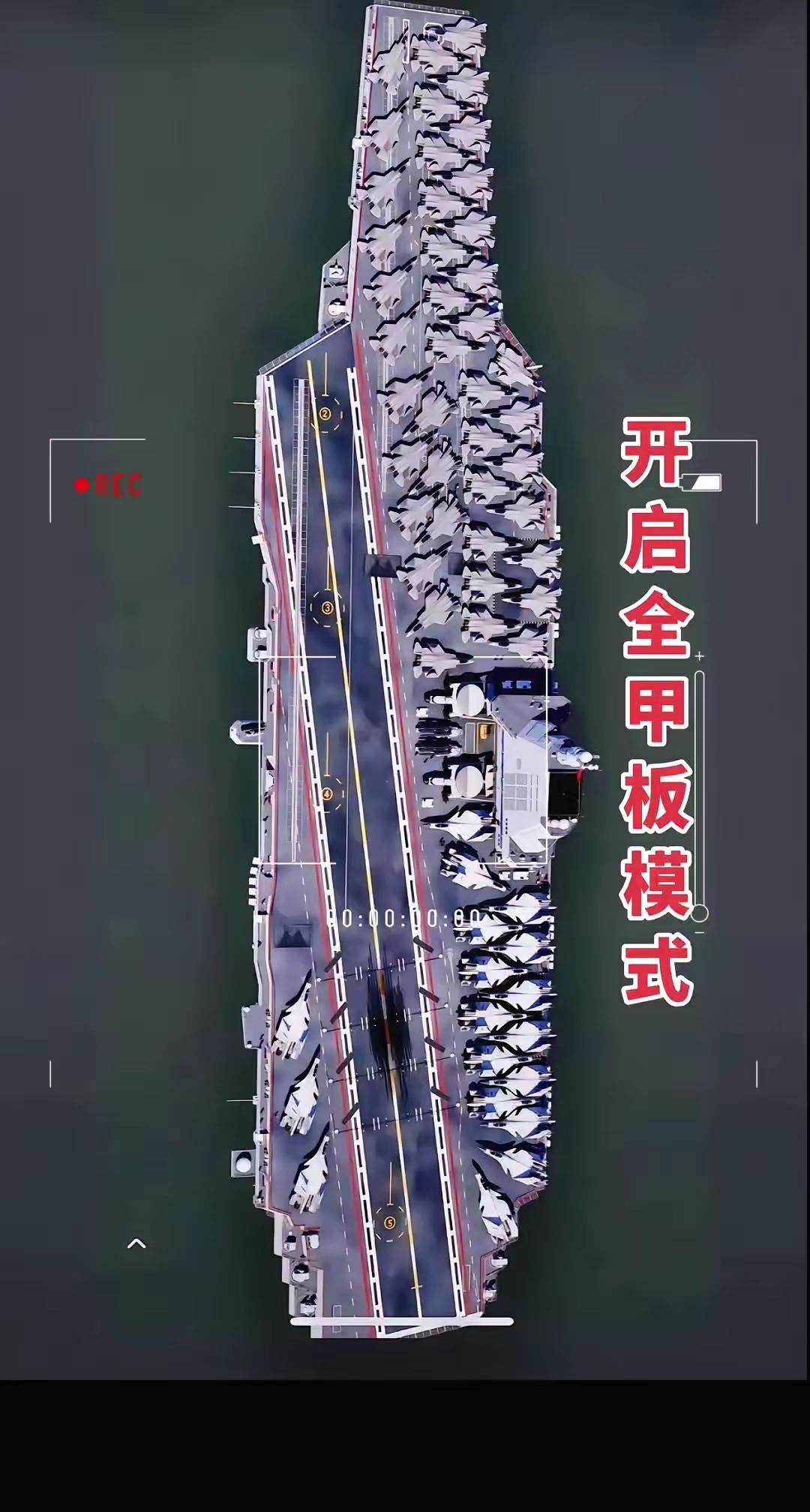 福建舰舰载机全甲板模式，看的我眼花缭乱，数也数不过来。