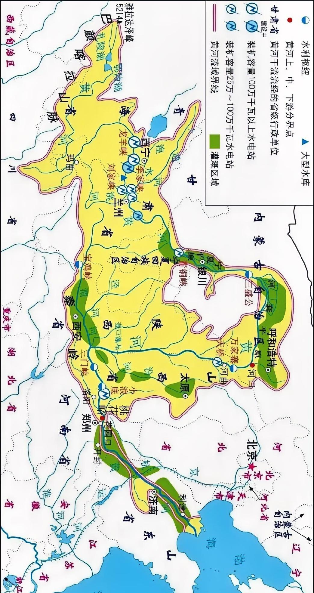 黄河干流自西向东共流经9个省（自治区），涉及44个地级市（地区、州、盟）。具
