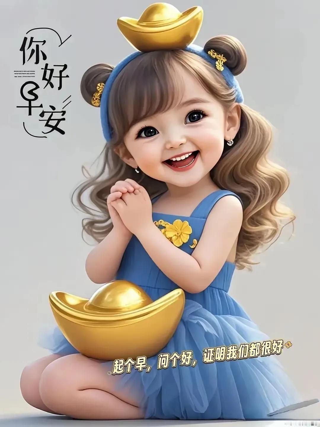 萌娃早安问候，笑颜如花，元气满满的一天！🌞💖