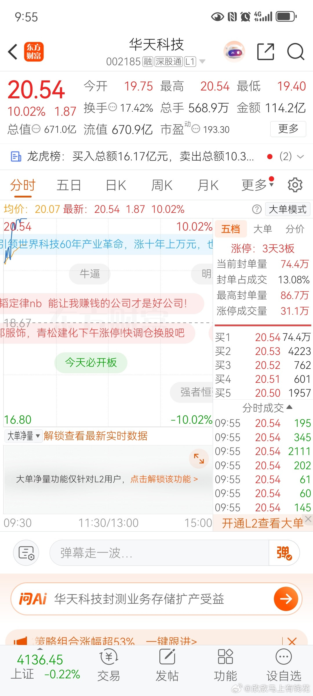 华天科技$华天科技sz002185$恭喜上车的家人宝子封单超大！这下应该封住