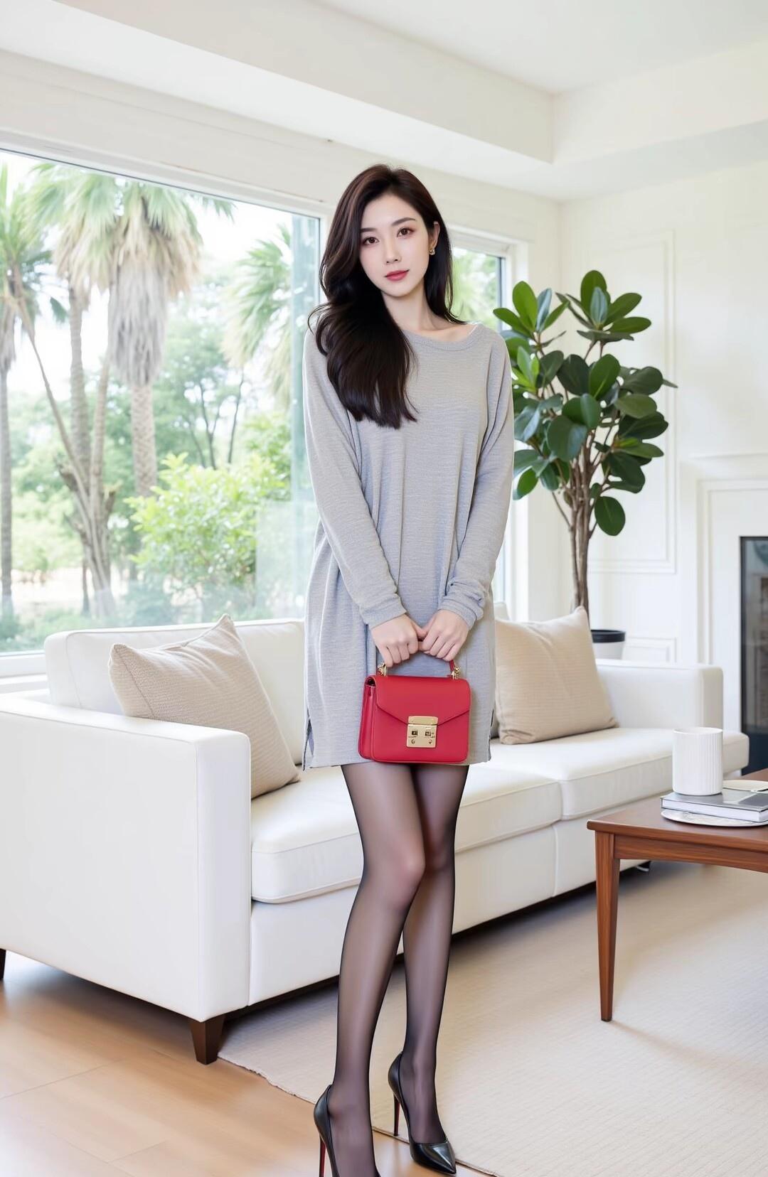 优雅气质，红唇诱惑，时尚穿搭，魅力无限！