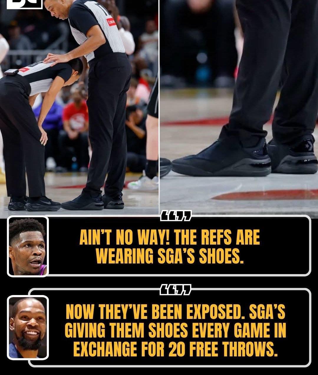 一名NBA裁判在湖人队对阵雷霆队的比赛中被发现穿着谢伊·吉尔杰斯-亚历山大的