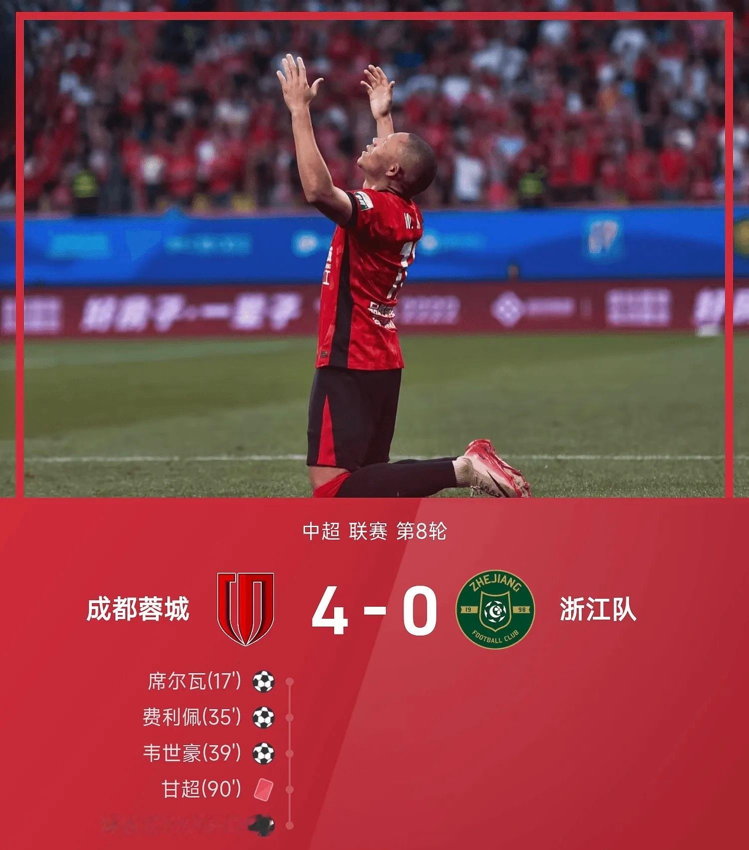 成都蓉城4比0浙江队中超第8轮成都蓉城4-0浙江队🔥中超第8轮，成都蓉城主场