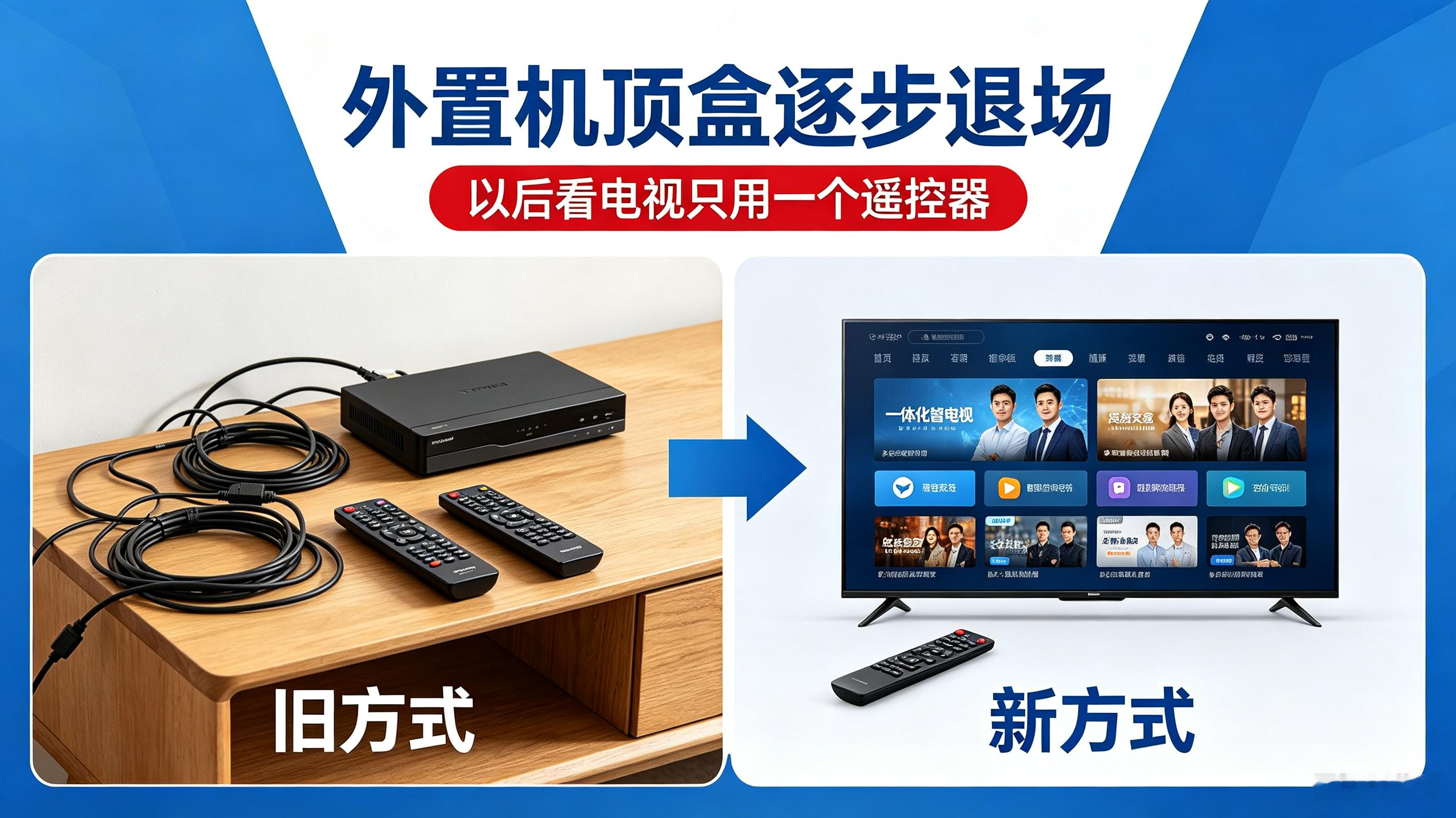 外置机顶盒逐步退场，以后看电视只用一个遥控器