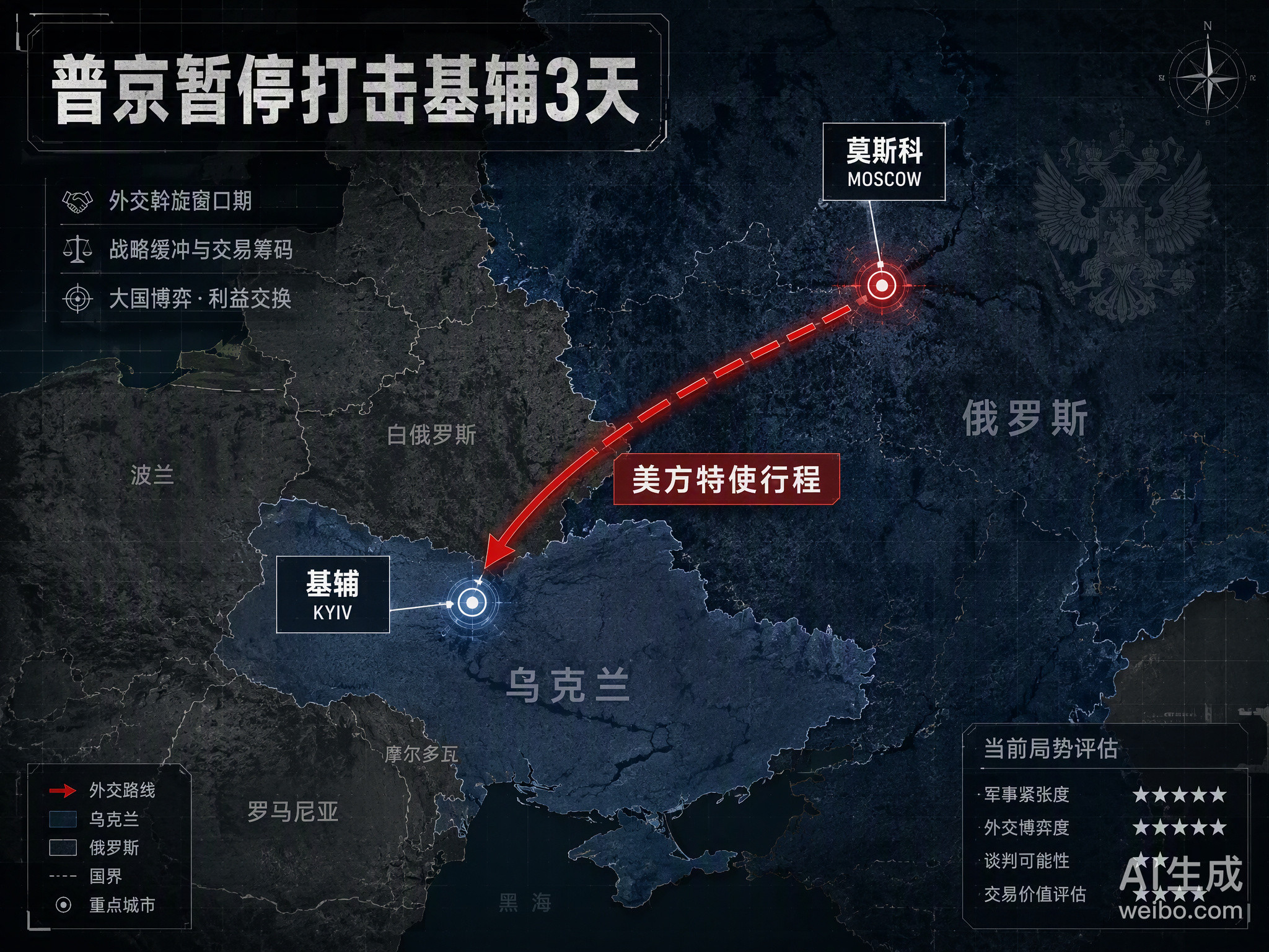普京下令暂停打击基辅三天，这操作透着股熟悉的“交易味”。就在美方特使威特科夫和库