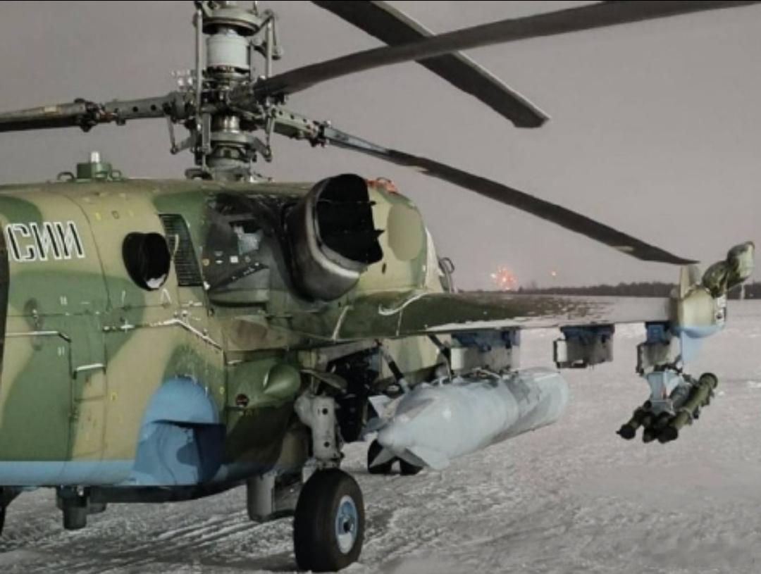 俄罗斯军队的卡-52M武装直升机的反无人机任务配置，装备了KAM9S846“半