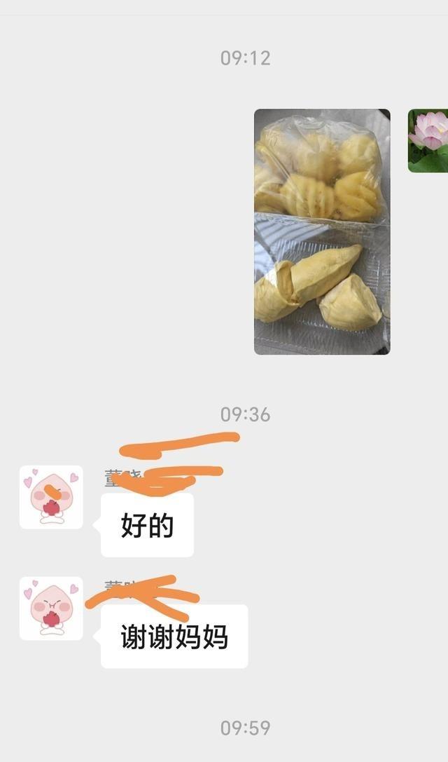 儿媳妇说想吃榴莲，家里男的嫌臭，我不管直接给买了。本来嫌整颗太贵没舍得，最后在水