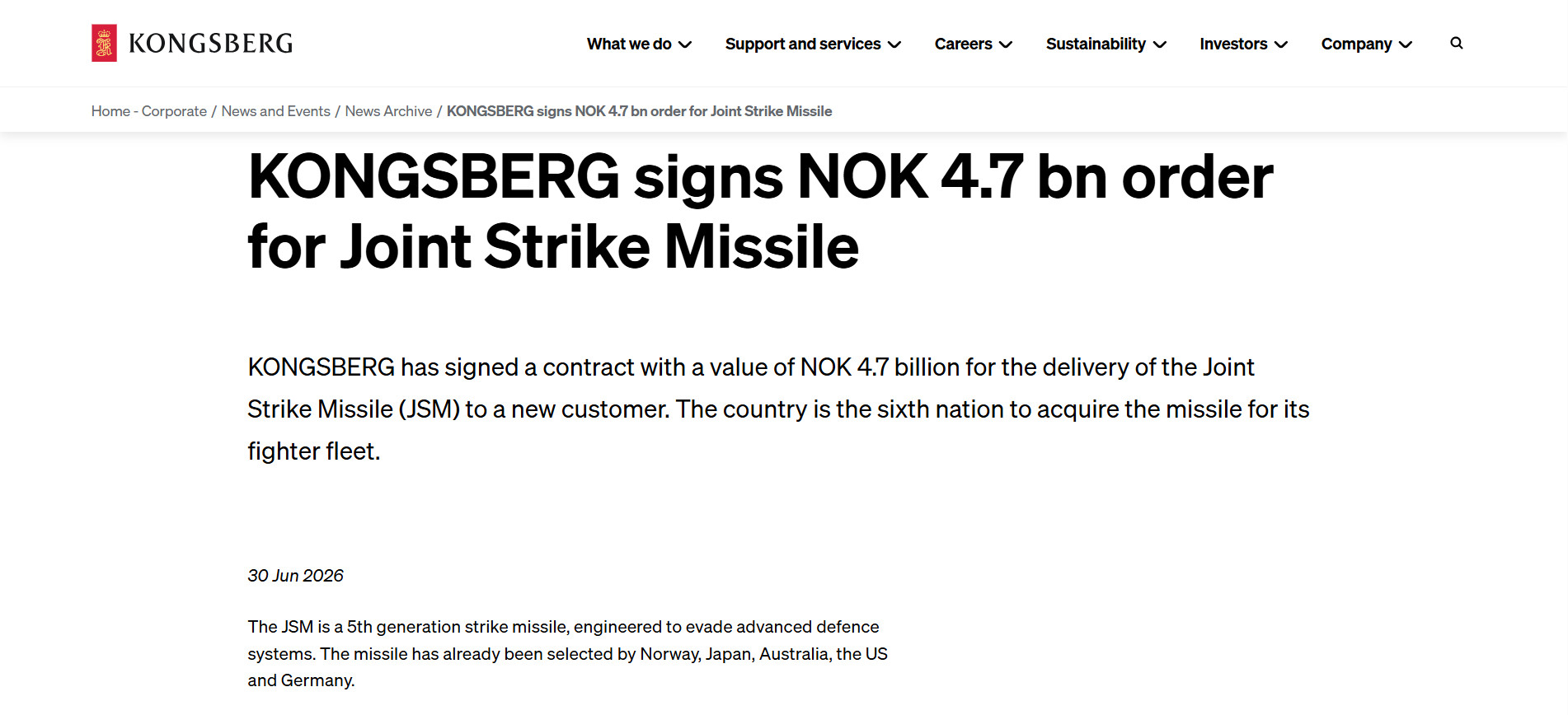 中外舰闻每天认识一件兵器烽火问鼎计划挪威🇳🇴Kongsberg公司官媒