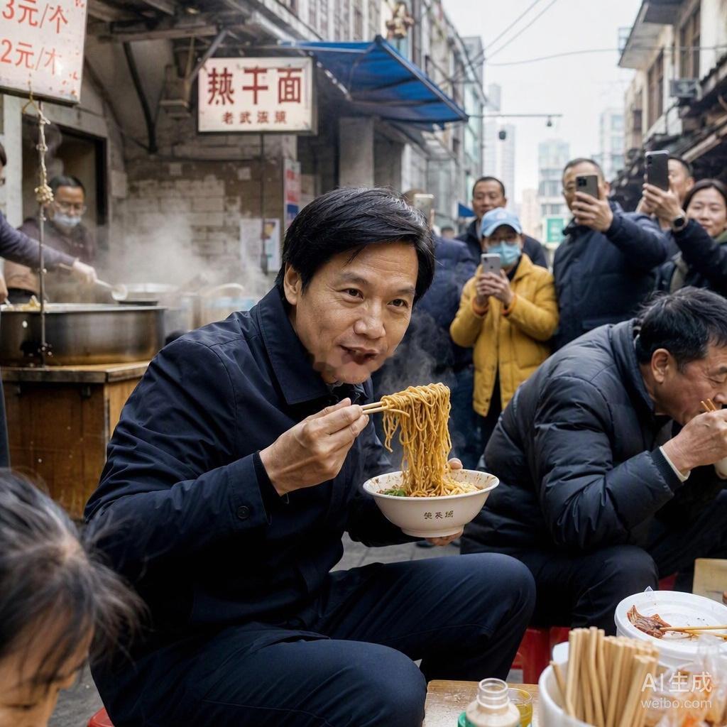 雷军回武汉吃个早餐，被路人吐槽拍照太多，转头就在网上被骂“装”。这件事像是一张在显影液里跑偏的底片。