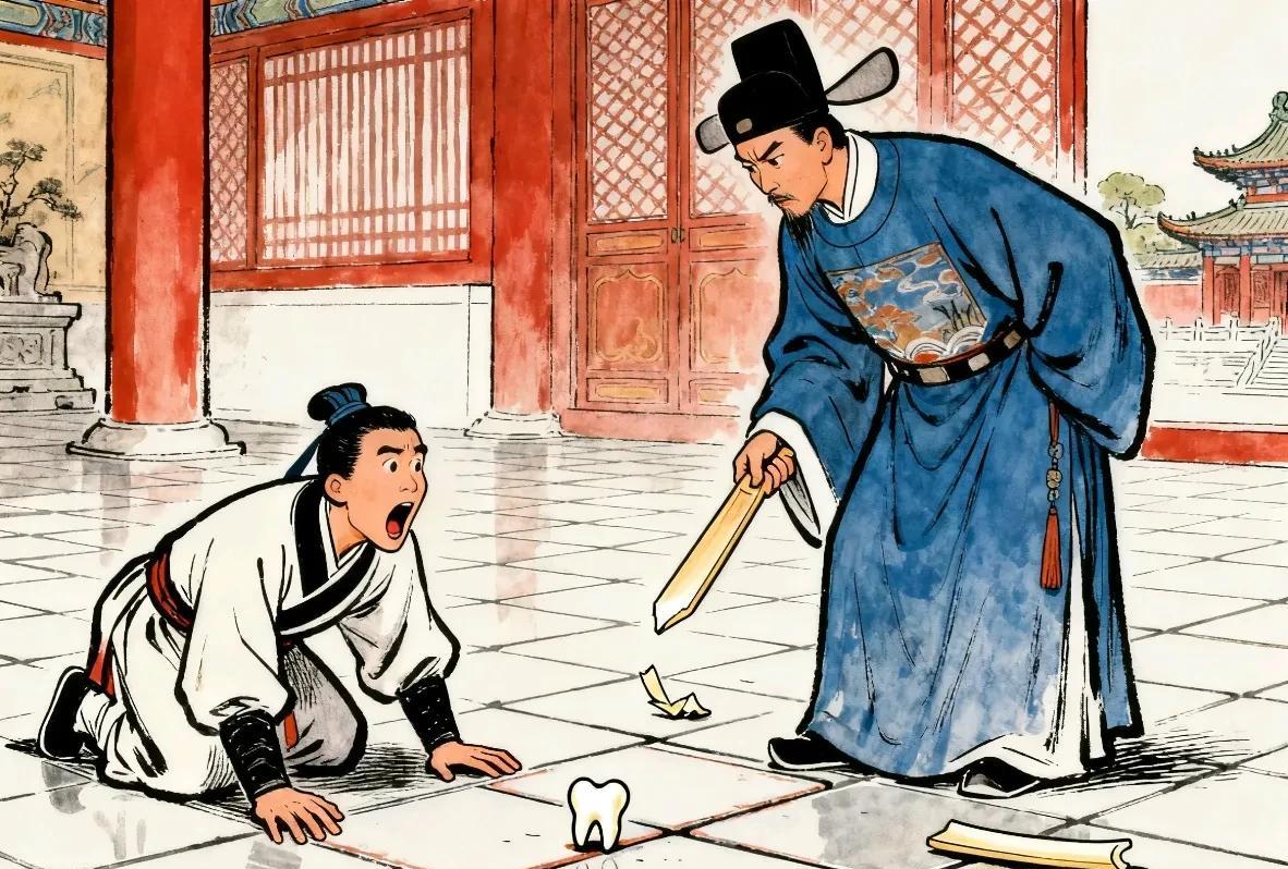 公元1029年，晏殊随宋仁宗前往道观祭祀，侍从迟到了，晏殊盛怒之下用象牙笏板狠狠