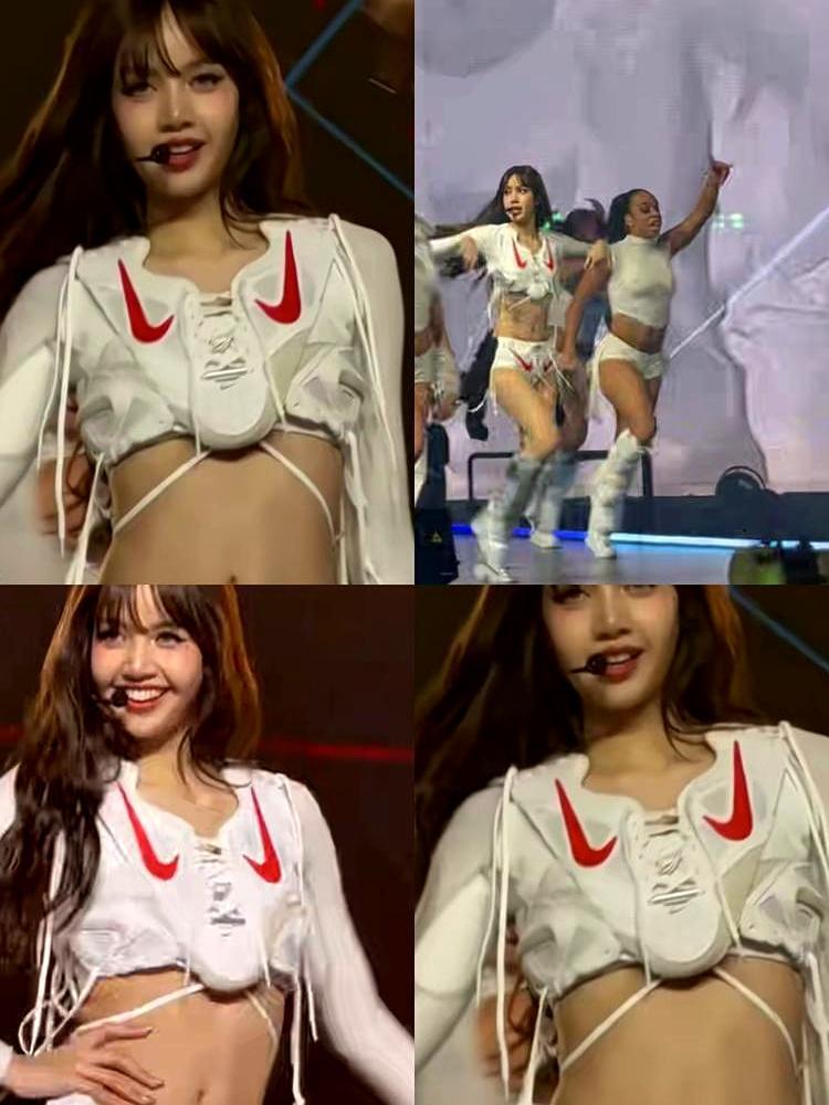 Lisa刚官宣Nike全球大使，转身就把一双AirMax95剪成抹胸穿身上。