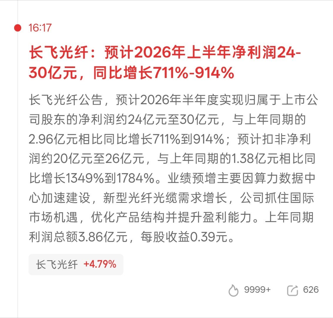 长飞光纤业绩今晚业绩报披露很多因为业绩预估高于50%多都要在周三结束前公布今晚