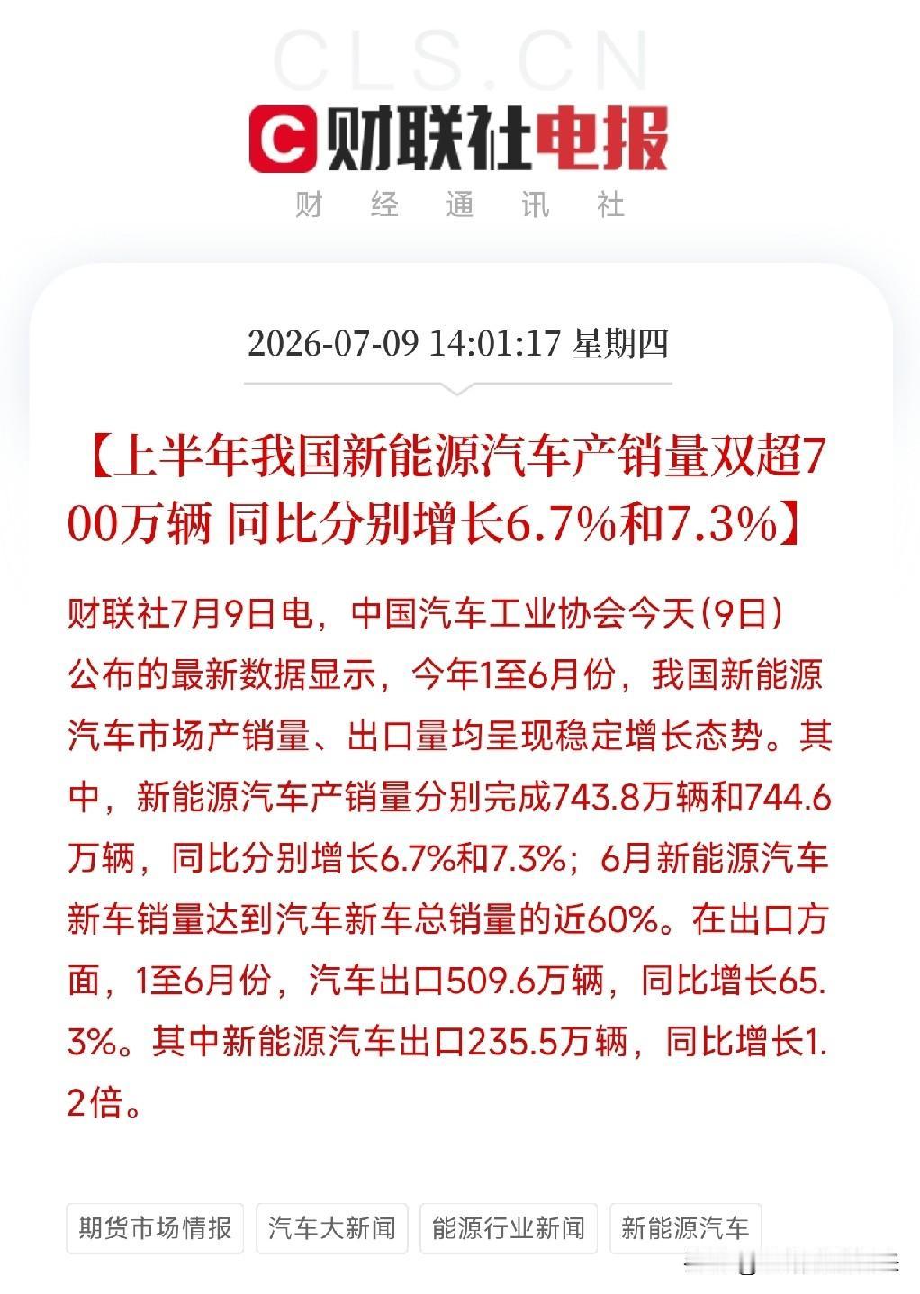 盘中2点，两条来自中国汽车工业协会的重磅数据，点燃了这个由半导体主导的反弹日里，