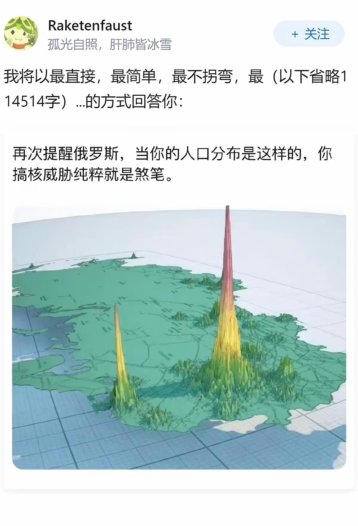 俄罗斯已经吓得尿裤子了，一个核弹下去，俄罗斯90％的人口就没了，这还不得拉着美国