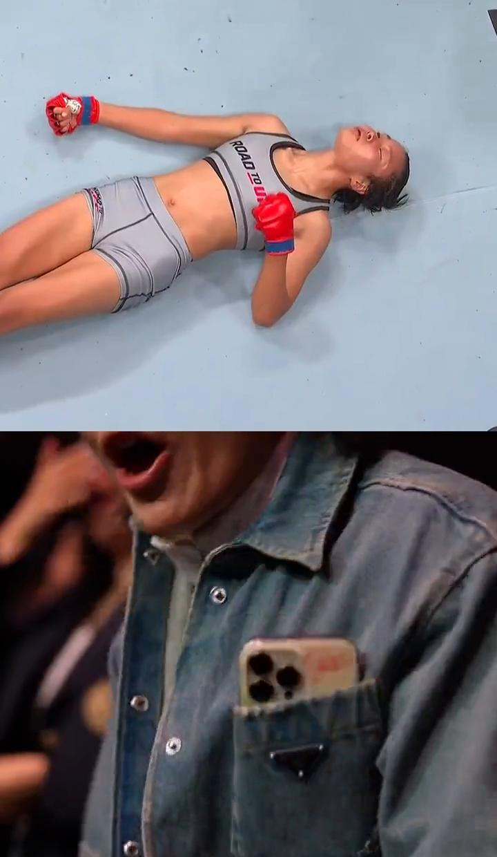 别再说高扫踢是赌命了。张伟丽KO那一脚，胫骨像鞭子一样抽碎防守。你看到的是一