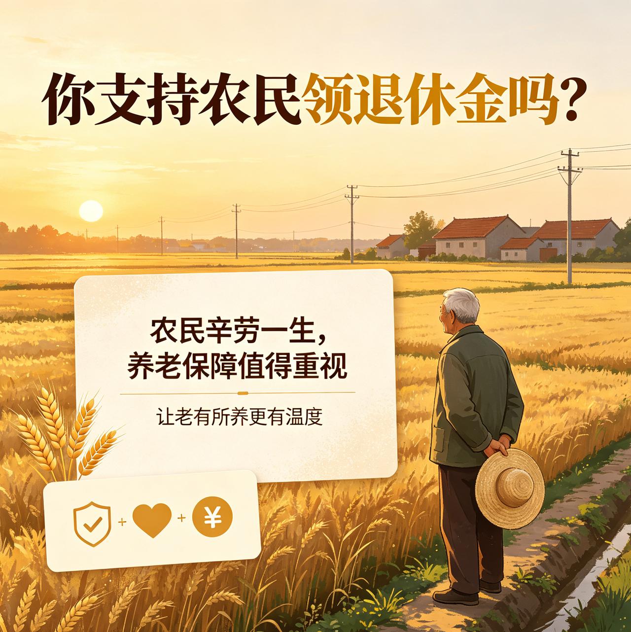 你支持农民领退休金吗？我支持。农民辛苦耕耘一辈子，为国家粮食安全默默奉献。完善农