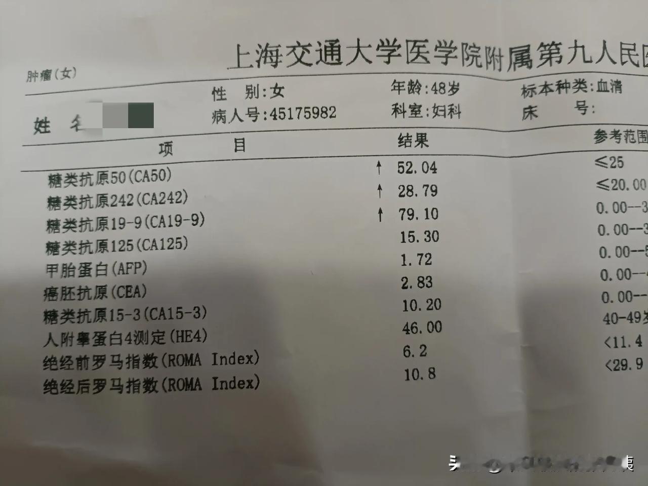 上次抽血检查的这几个糖类抗原都偏高了，妇科医生建议我去找消化科医生看看，消化科医