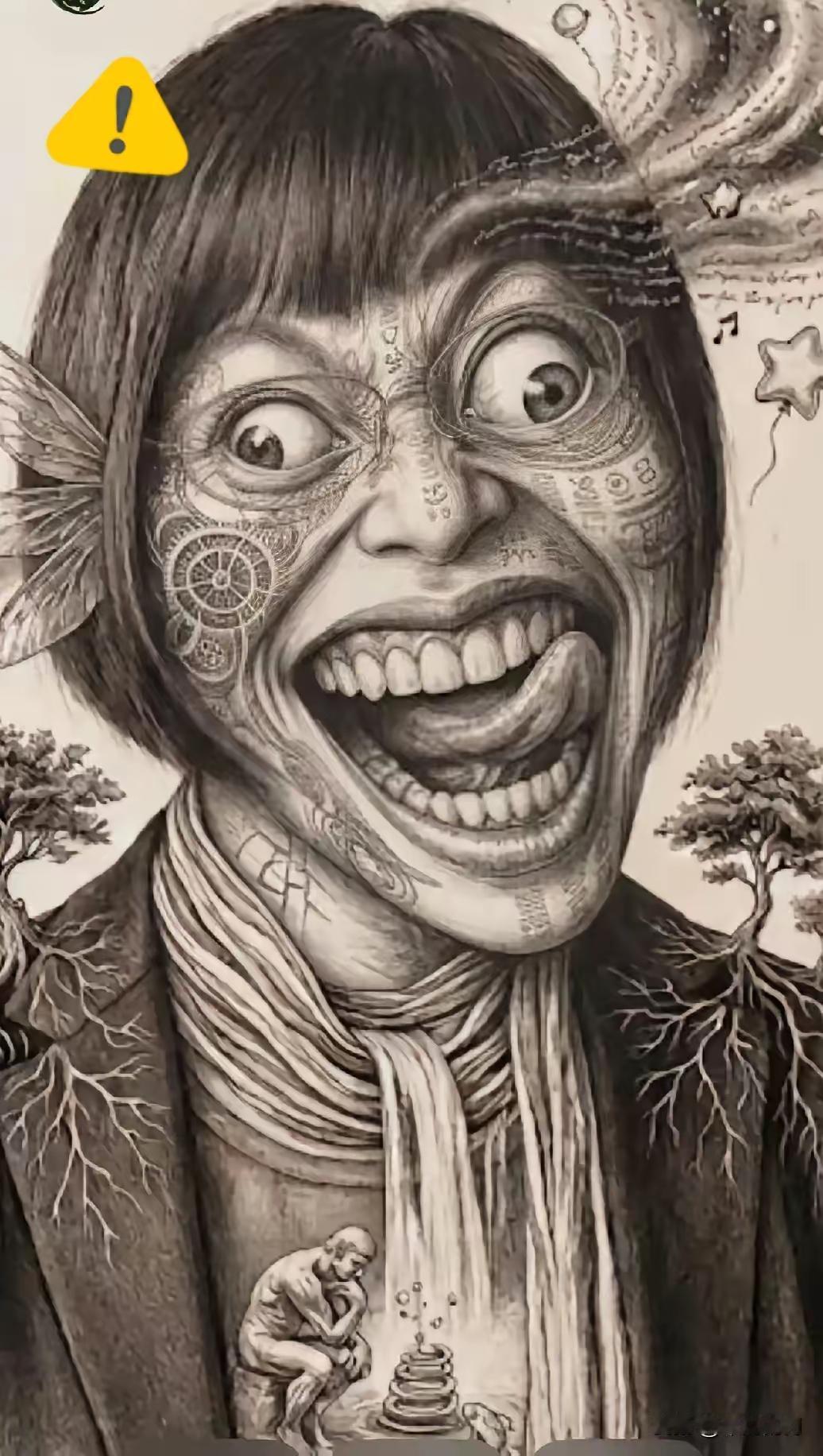 “丁荭教授都得喊声师父？”这话可不是我吹的！这幅投稿简直炸穿天花板，满脸神秘纹路