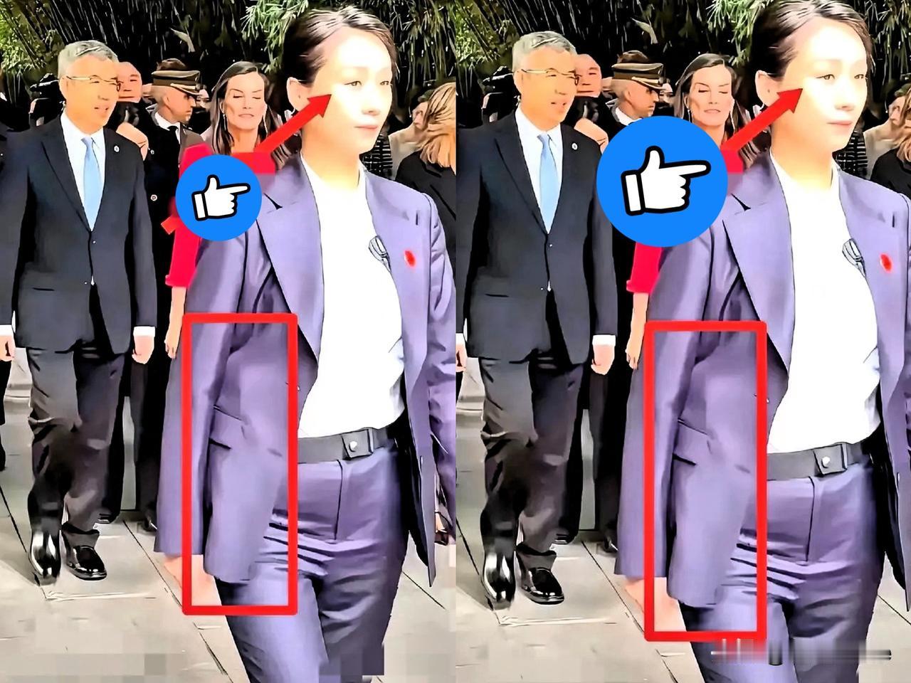 不知道你们注意到没，西班牙王后访华时，走在最前面的女保镖十分引人注目！我一眼就