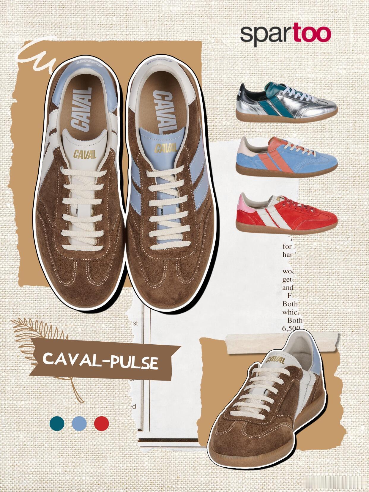 这双来自Spartoo的CAVAL-PULSE运动鞋，主打复古时尚风格。鞋身采用