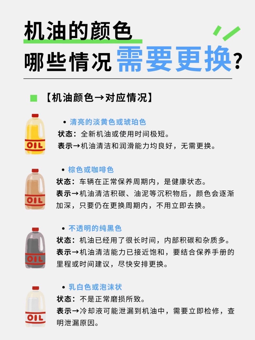 一眼👀机油啥颜色该换？轻松掌握！每次保养是不是都好奇，师傅说的机油该换了到底怎
