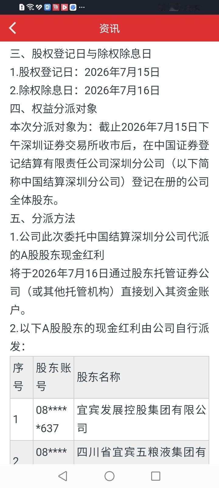 咱掐指一算，因为去年五粮液的年度分红日期是7月18日，五粮液可能今明两天要披露2