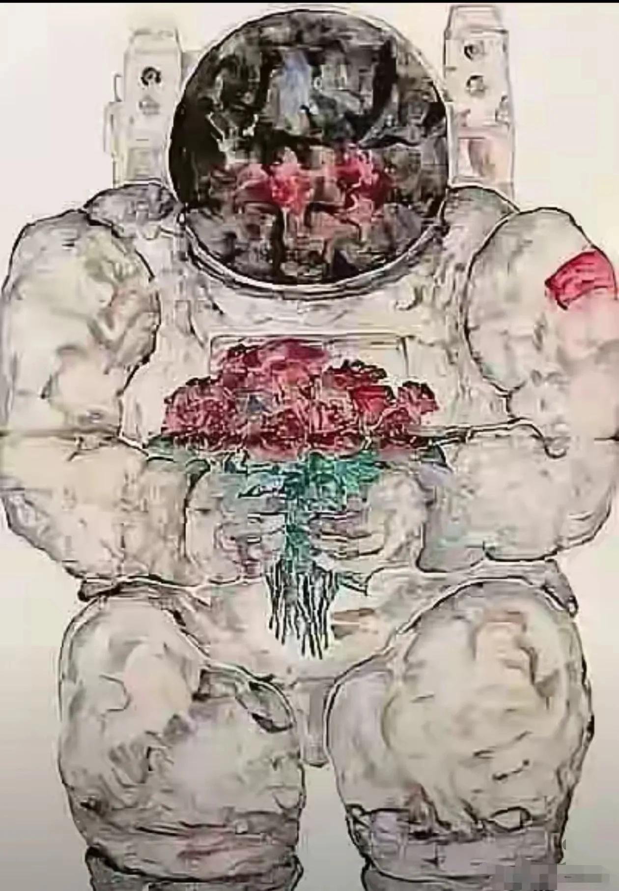 清华美院教授为什么把我们航天员画成臃肿变形的样子？这幅航天员国画作者是丁荭。