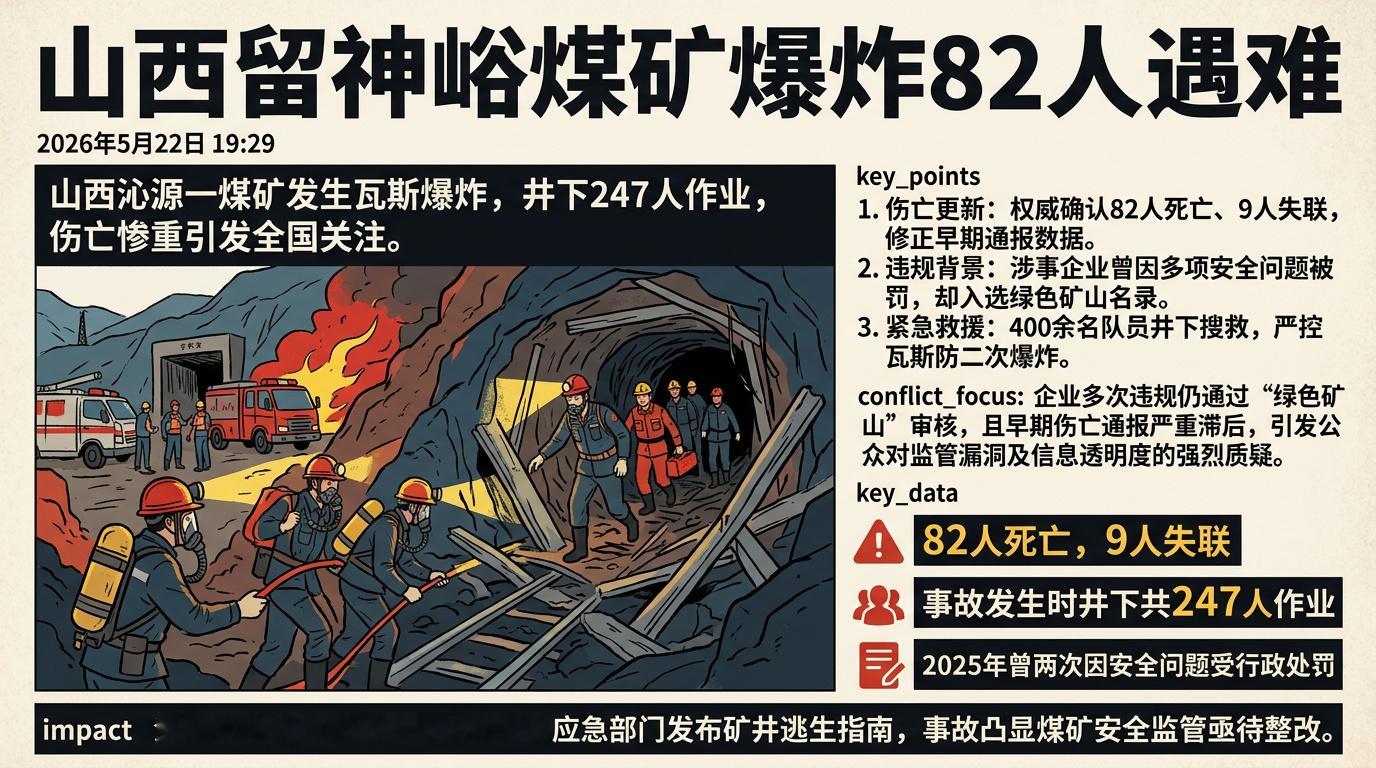 留神峪煤矿事故82人遇难留神峪煤矿有重大违法行为实际井下结构“四通八达”，远超