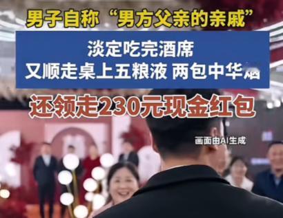 演员都不敢这么演！浙江温州，一男子为了蹭一顿婚宴，冒充新郎父亲的朋友，从从容容的