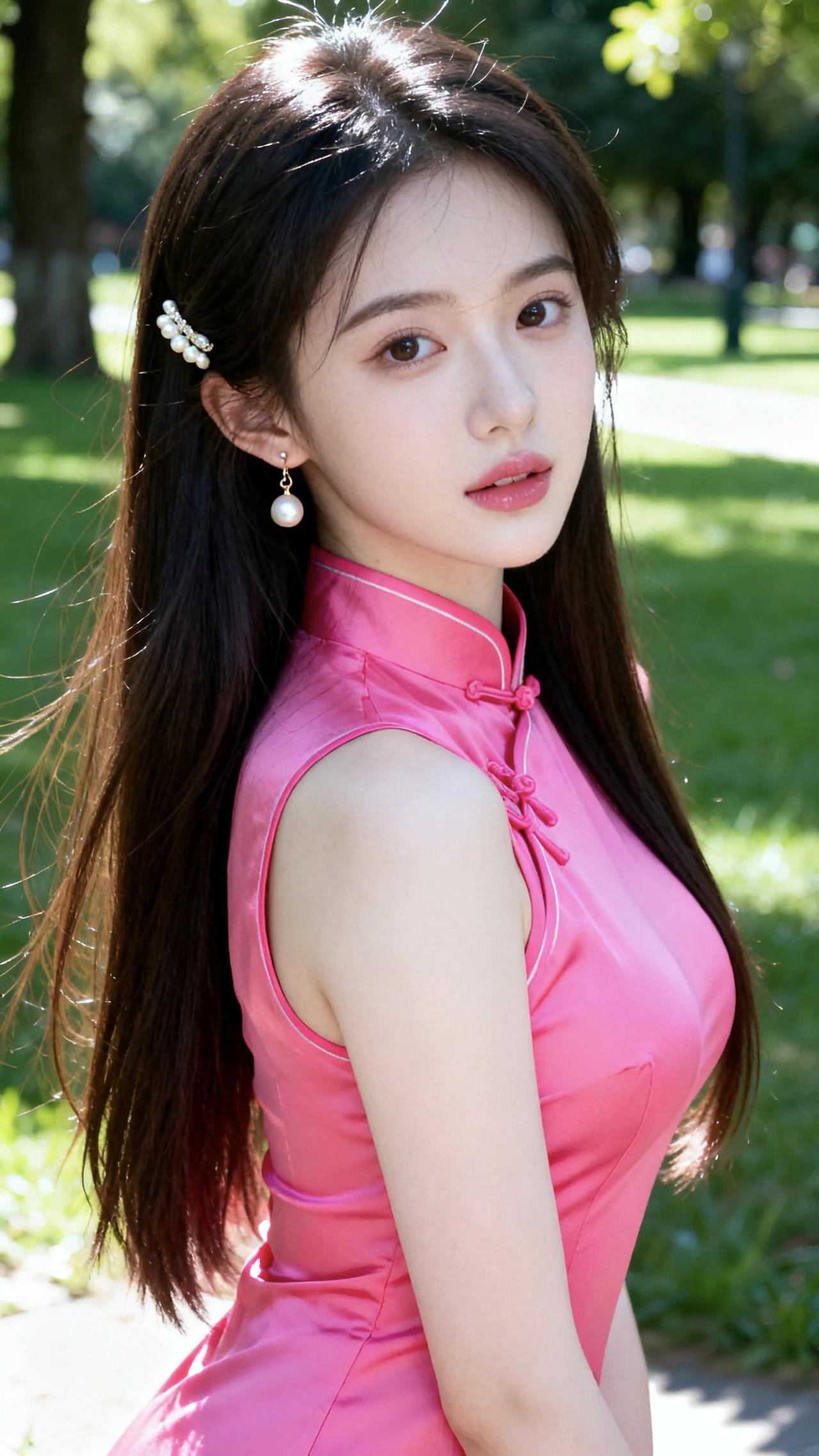 在你眼里，什么样的女人最漂亮粉色旗袍风韵优雅