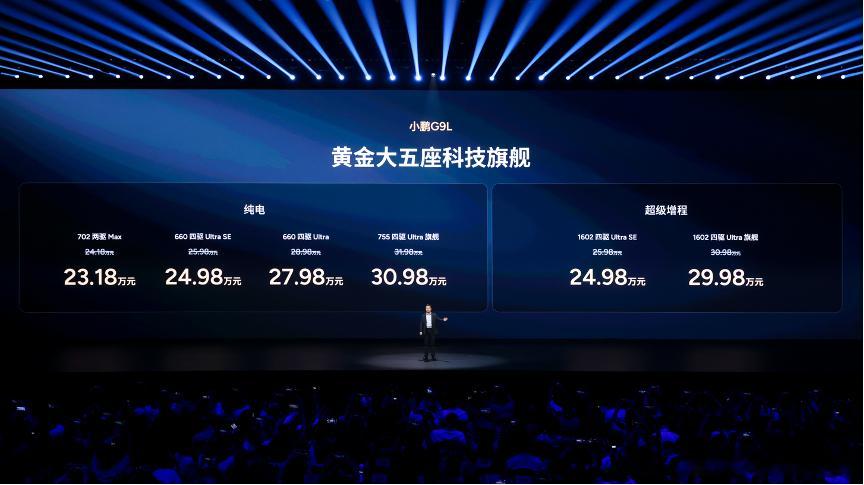 9月17日，小鹏G9L在中国市场正式上市，官方限时售价23.18万元起。新车定位