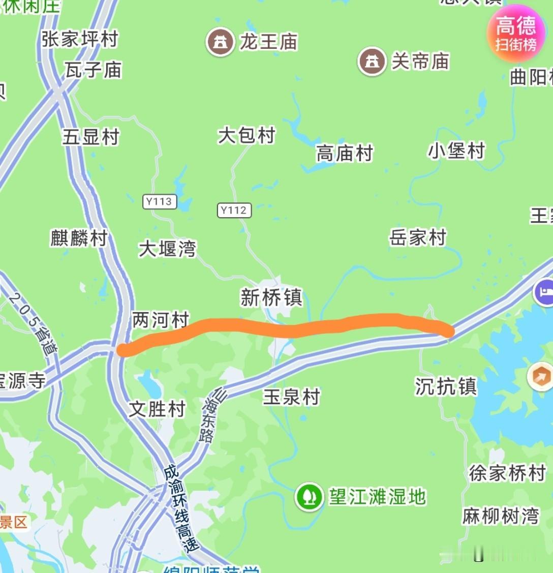 假如绵阳的二环路在东边能直接穿过成渝环线高速而与新桥和仙海直接连通，游仙的交通会