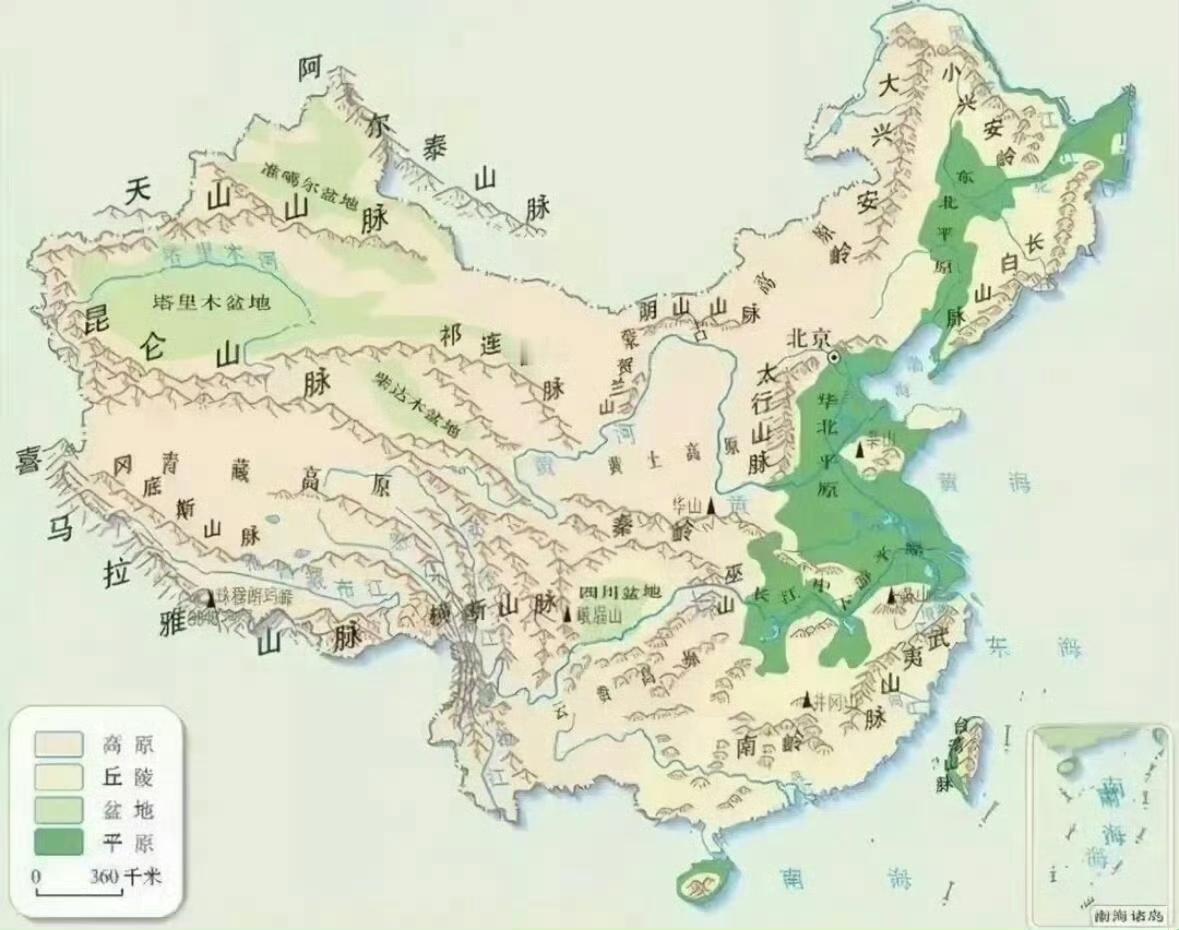 中国山脉口诀，一定要收藏！天山阴山昆仑山，秦岭南岭东西向。大兴安岭太行山，巫山