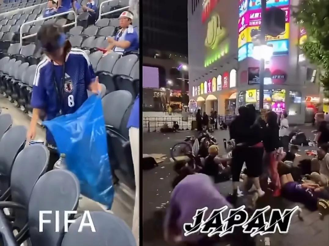 还是日本人了解日本人。对于FIFA赛场上日本球迷捡垃圾带走的行为，日本网友毫不客