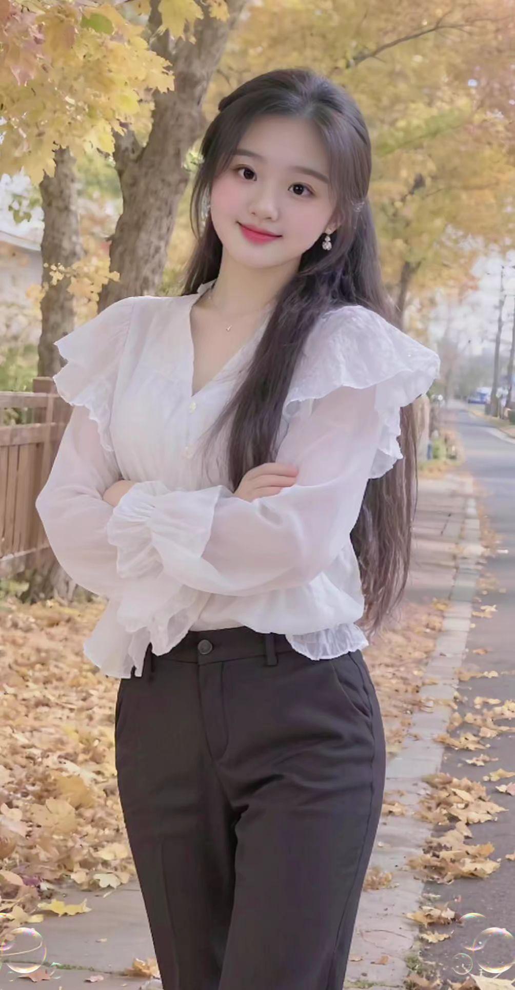 小姐姐微笑姐姐自拍黄叶