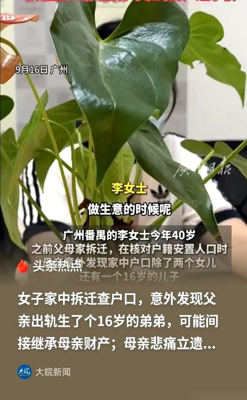 广州番禺的李女士协助家人核对拆迁安置材料时，在户口本上发现了一个16岁的男孩。