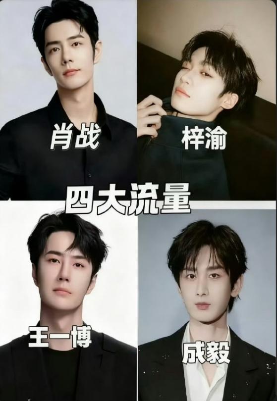 网友新排的四大男顶流肖战，梓渝，王一博，成毅，流量和国民度是两码事，而且流量主