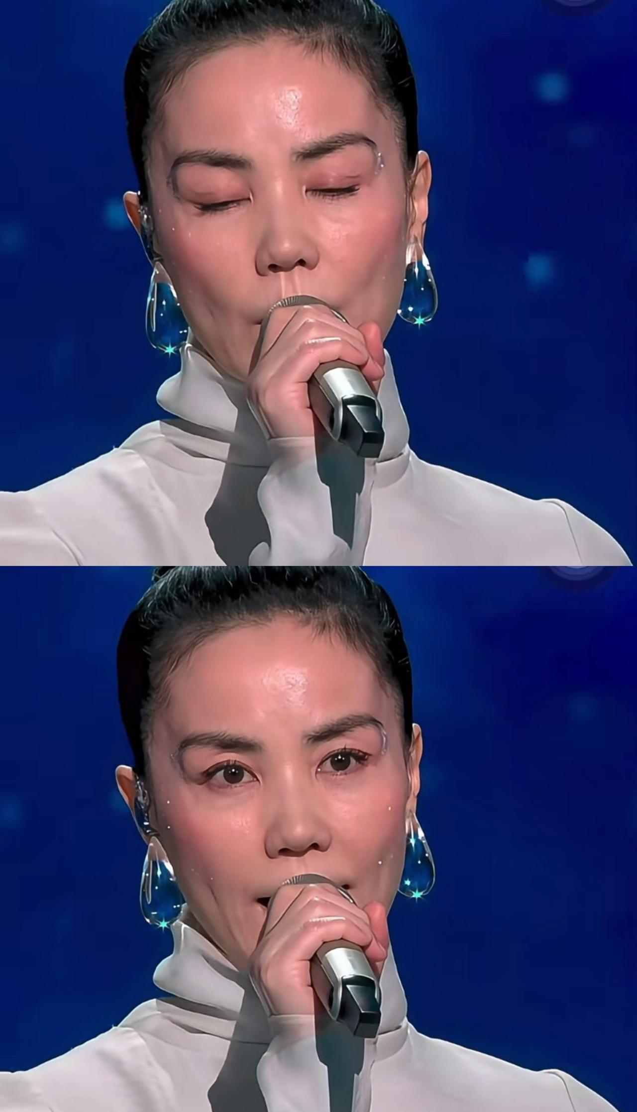 王菲这回真失手了！那件“裹尸布”长裙，勒得她连喘气都费劲，胸口一排褶子像防弹衣