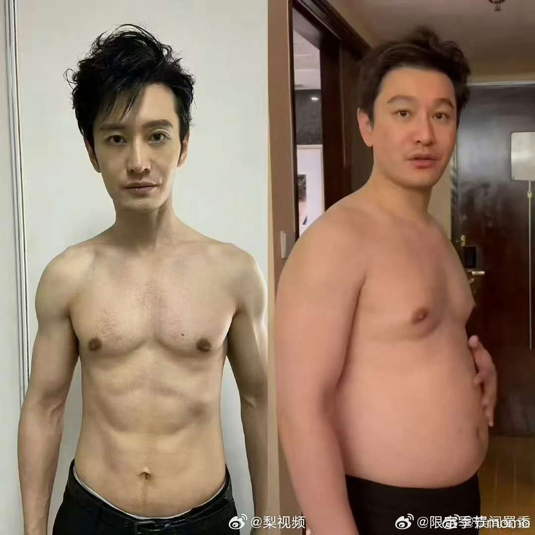 黄晓明晒增肥减肥对比照妈呀​​​