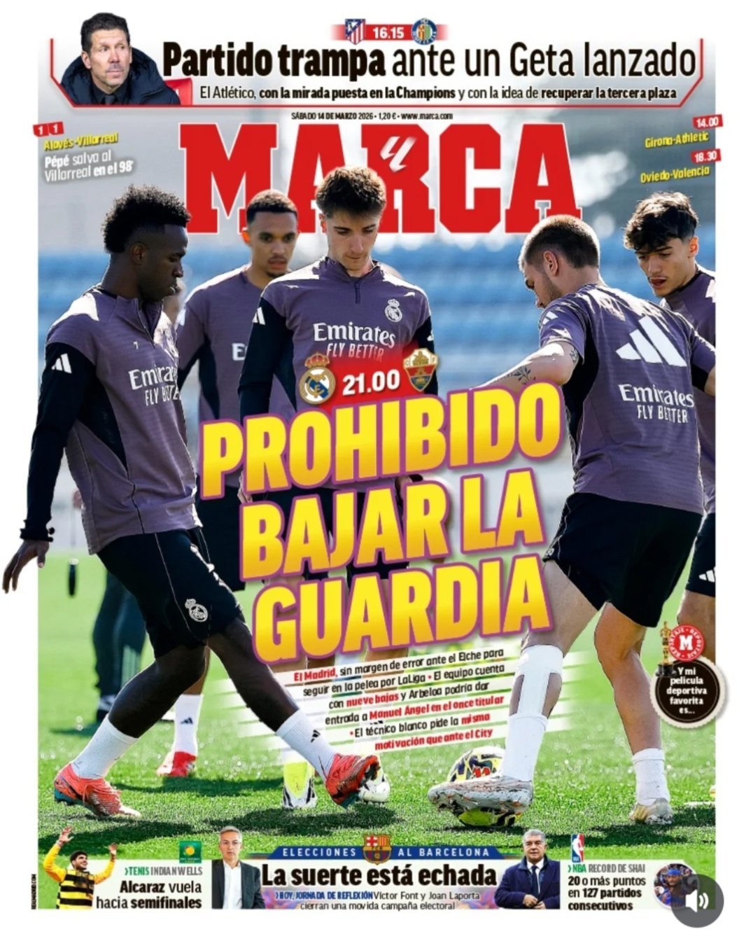 皇马《马卡》后防不能再缺人了皇马在西甲的争夺中已经没有容错的余地皇马九人缺席，