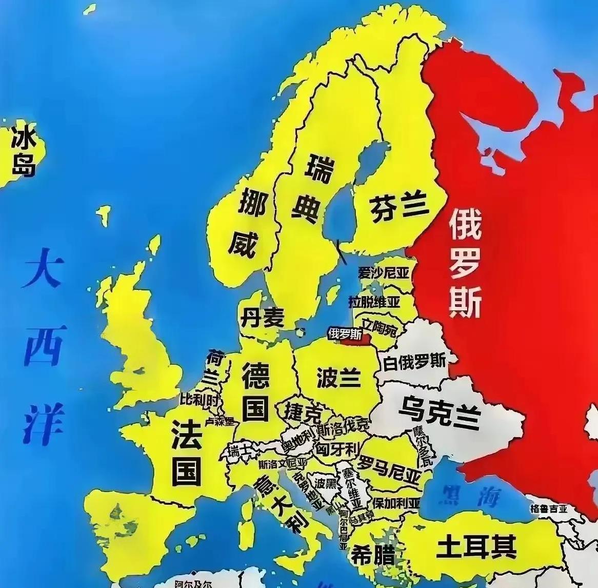 俄罗斯已经和很多北约国家接壤了，这些北约国家一个个都不想让俄罗斯强大起来，因为他