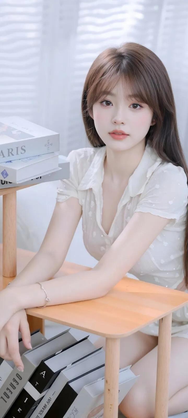 阳光洒进房间，少女与书香相伴，静谧美好。