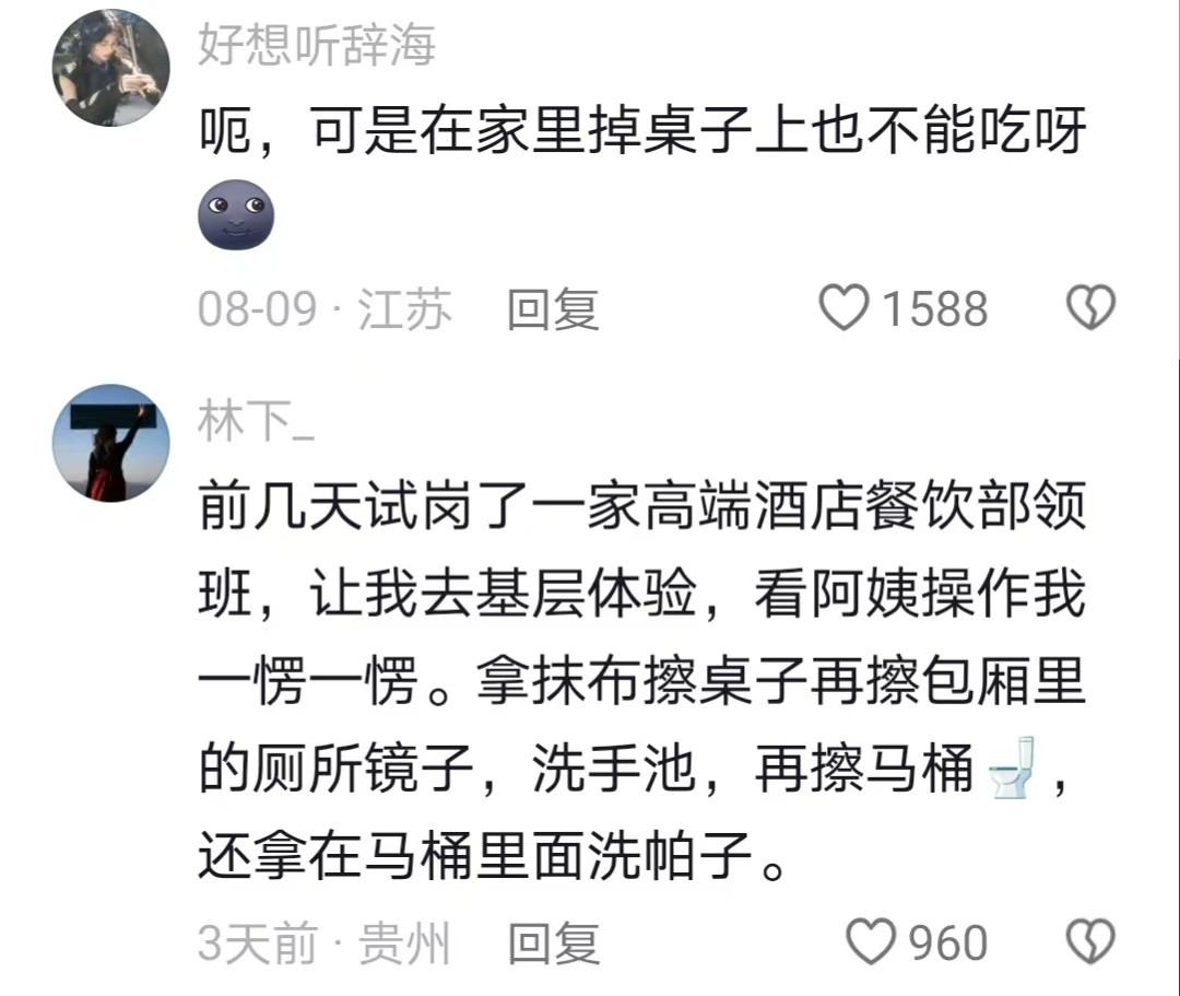 再次提醒大家：在外面吃饭掉桌子上的东西千万不能吃!