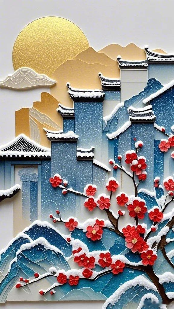 国风剪纸梅院唯美境意壁纸​​​