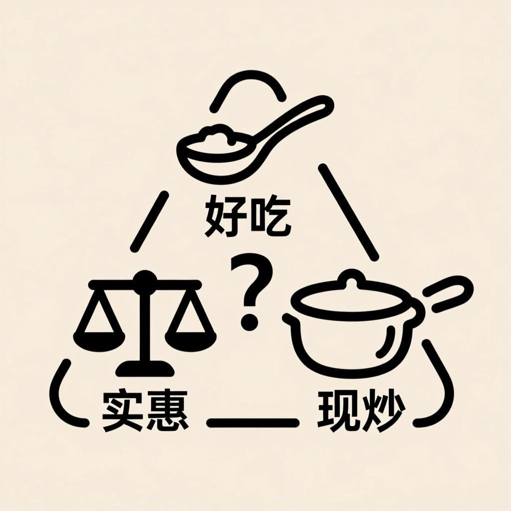 在寸土寸金的大城市，“好吃，实惠，现炒”是一个不可能三角；如果全靠现炒，没法全国