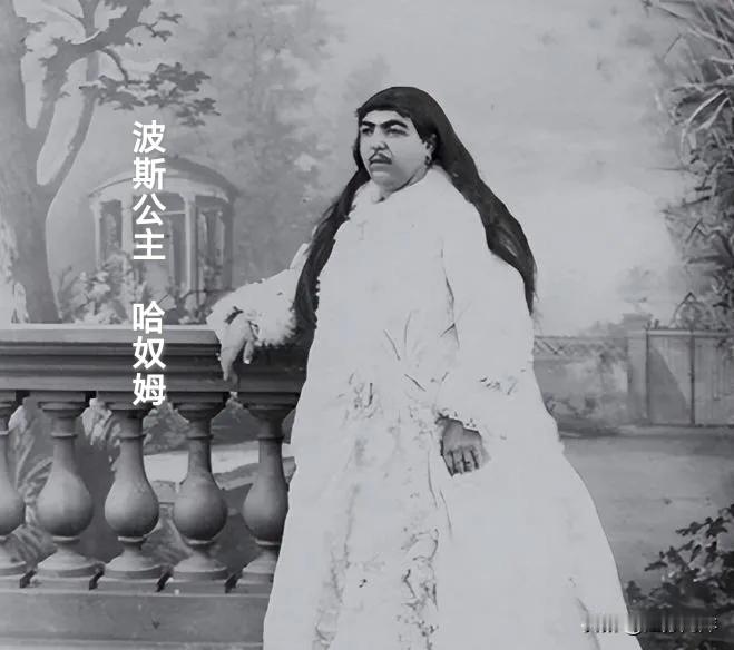 图一是波斯恺加王朝的皇室公主，名字叫塔吉·萨尔·哈努姆，是国王纳赛尔丁·沙的女儿