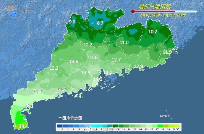 #广东未来三天天气节奏快#【广东继续受冷空气影响，粤北有5℃以下低温！周二起气温