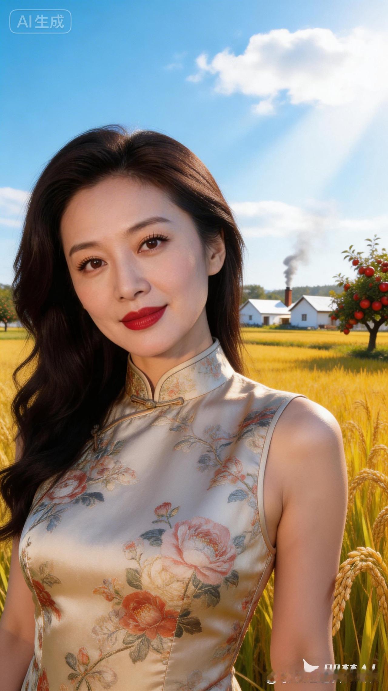 复古旗袍与田园风光的完美融合，尽显东方韵味！